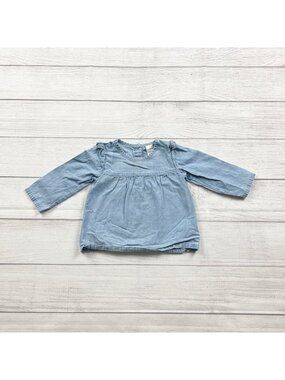 Carter's Baby Denim Shirt Long Sleeves Button Back Blue 9-12 Months